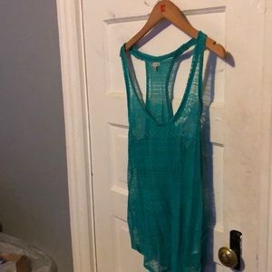 Guess teal lace tank top